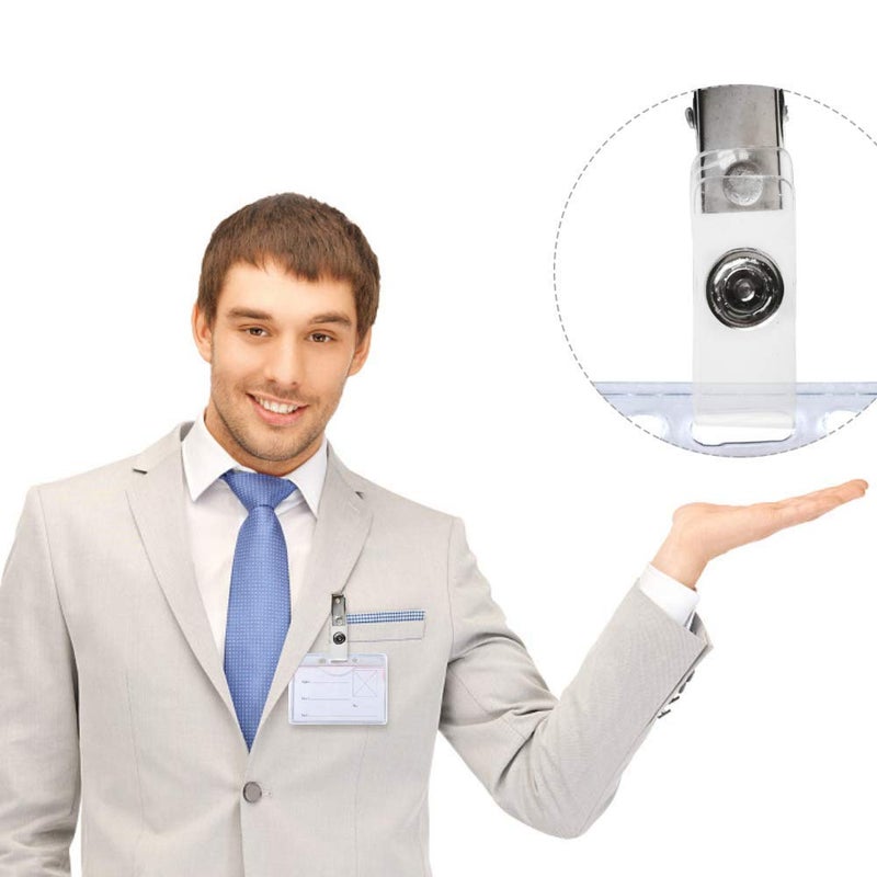 DE 50Pcs Metal Badge Clips with Clear PCV Straps,ID Strap Clip Adapter ID Badge Clips - Image 5